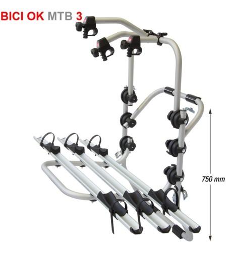 Portabici 3 bici posteriore in alluminio da portellone per MTB