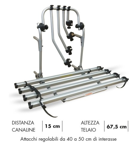 Portabici 4 bici posteriore compatto in alluminio per camper