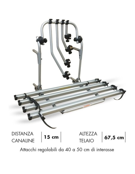 Portabici 4 bici posteriore compatto in alluminio per camper