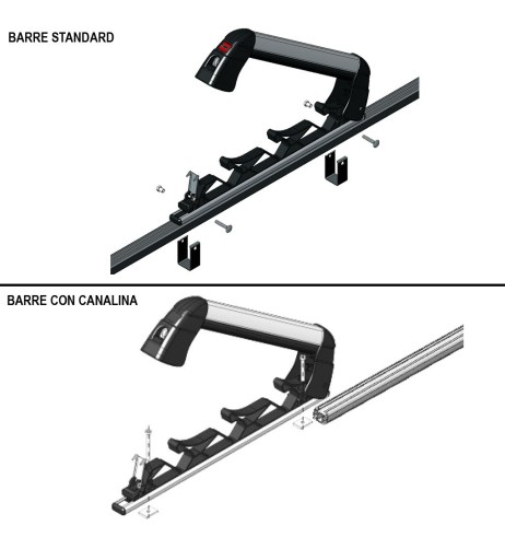 Portasci snowboard per barre Aluski Board new 4 paia sci o 2 snow