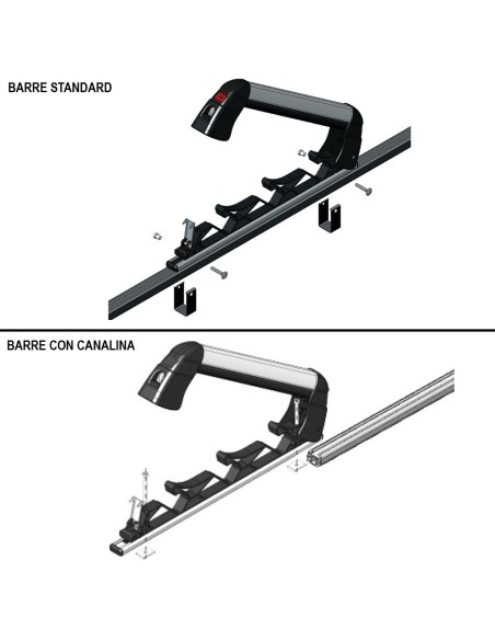 Portasci snowboard per barre Aluski Board new 4 paia sci o 2 snow
