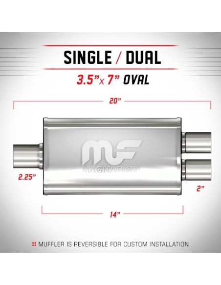 Silenziatore universale Magnaflow 3 5x7 x20 uscite 2 25 2 Dual