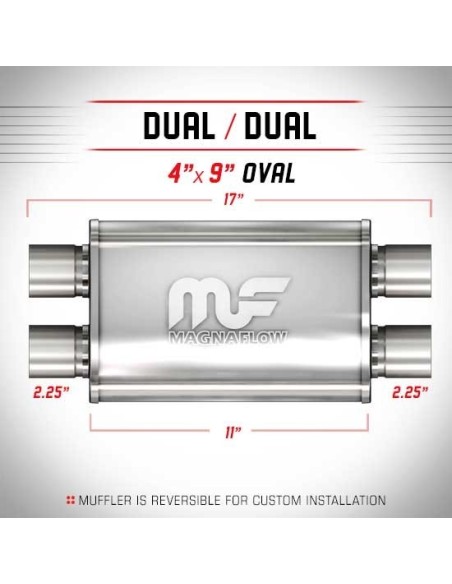 Silenziatore universale Magnaflow 4x9 x17 uscite 2 25 2 25 Dual