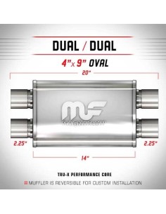 Silenziatore universale Magnaflow 4x9 x20 uscite 2 25 2 25 Dual