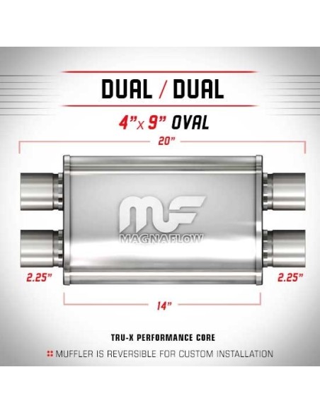 Silenziatore universale Magnaflow 4x9 x20 uscite 2 25 2 25 Dual