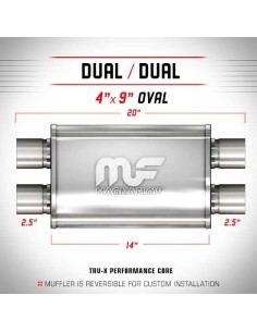 Silenziatore universale Magnaflow 4x9 x20 uscite 2 5 2 5 Dual