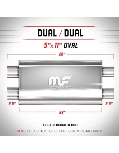Silenziatore universale Magnaflow 5x11 x28 uscite 2 5 2 5 Dual