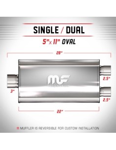 Silenziatore universale Magnaflow 5x11 x28 uscite 3 2 5 Dual