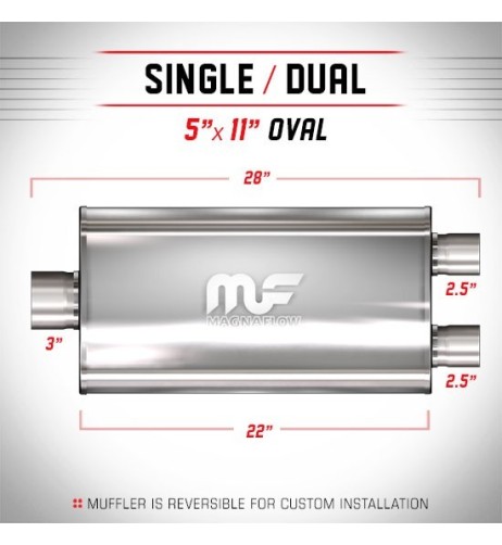 Silenziatore universale Magnaflow 5x11 x28 uscite 3 2 5 Dual