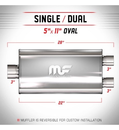 Silenziatore universale Magnaflow 5x11 x28 uscite 3 3 Dual