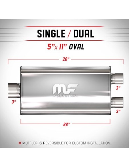 Silenziatore universale Magnaflow 5x11 x28 uscite 3 3 Dual