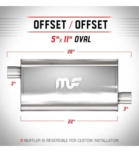 Silenziatore universale Magnaflow 5x11 x28 uscite 3 3 Offset x2