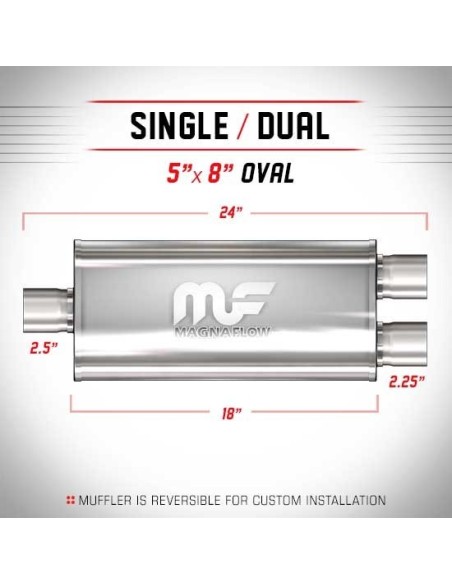 Silenziatore universale Magnaflow 5x8 x24 uscite 2 5 2 25 Dual