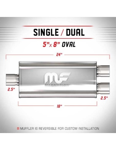 Silenziatore universale Magnaflow 5x8 x24 uscite 2 5 2 5 Dual
