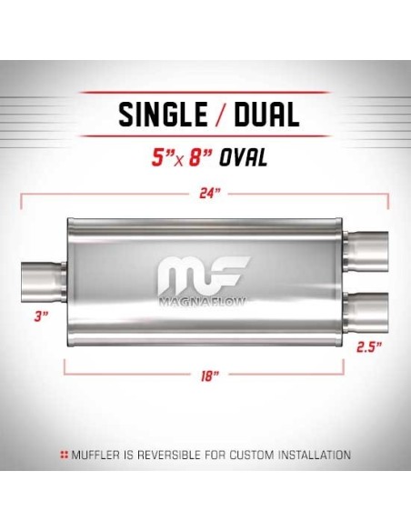 Silenziatore universale Magnaflow 5x8 x24 uscite 3 2 5 Dual