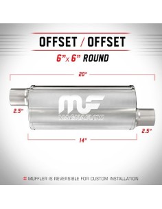 Silenziatore universale Magnaflow tondo 6 x20 uscite 2 5 2 5 Offset