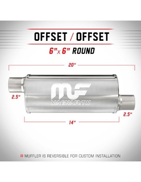 Silenziatore universale Magnaflow tondo 6 x20 uscite 2 5 2 5 Offset