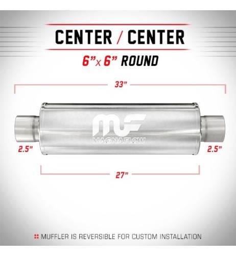 Silenziatore universale Magnaflow tondo 6 x33 uscite 2 5 2 5 Center