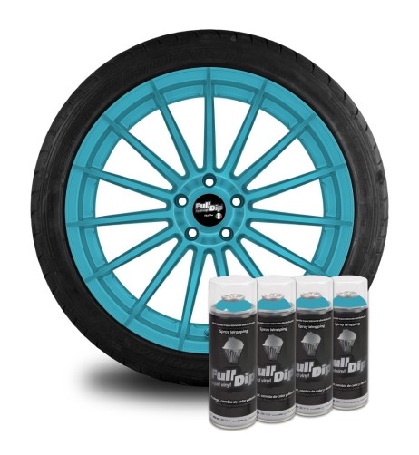 4 bombolette spray vernice removibile wrapping Full Dip Azzurro Kingsley