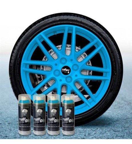 4 bombolette spray vernice removibile wrapping Full Dip Azzurro luminoso 