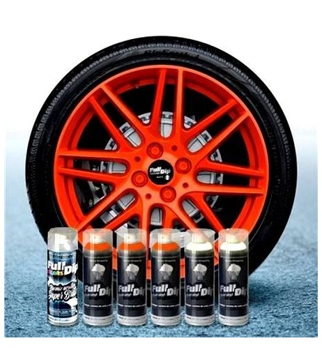 Kit vernice removibile spray wrapping Full Dip 4 cerchi Arancione fluo lu