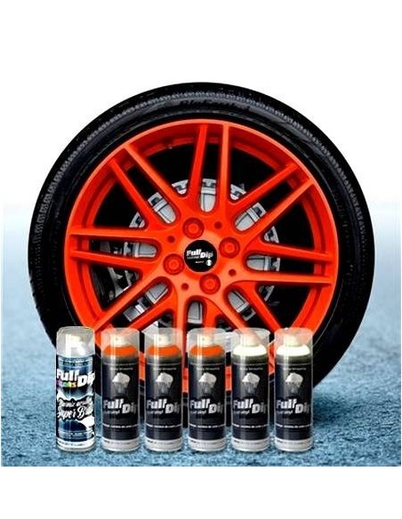 Kit vernice removibile spray wrapping Full Dip 4 cerchi Arancione fluo lu