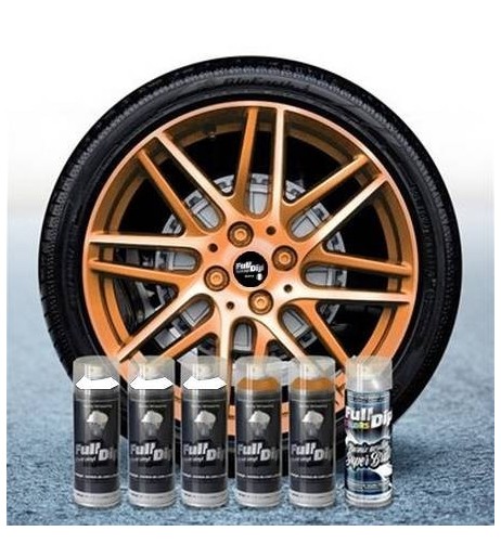 Kit vernice removibile spray wrapping Full Dip 4 cerchi Arancione perla l