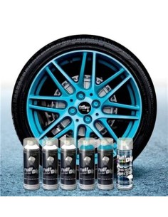 Kit vernice removibile spray wrapping Full Dip 4 cerchi Azzurro dolce luc