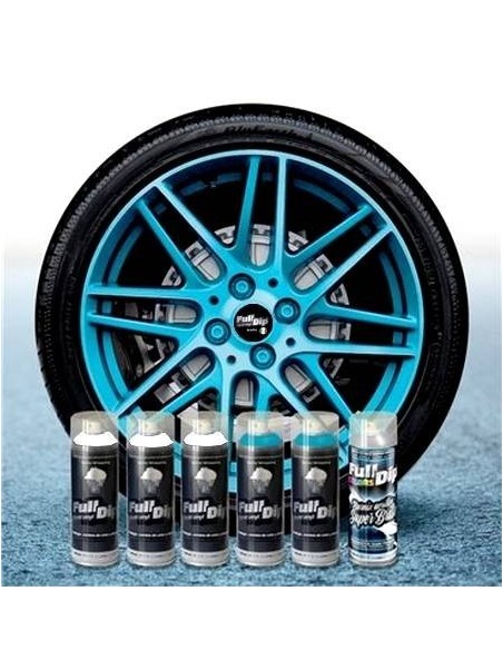 Kit vernice removibile spray wrapping Full Dip 4 cerchi Azzurro dolce luc