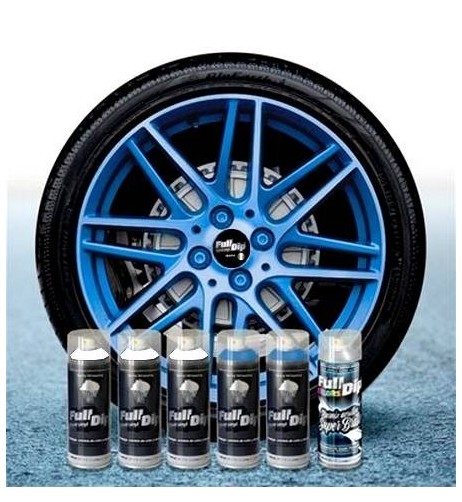 Kit vernice removibile spray wrapping Full Dip 4 cerchi Azzurro magico lu