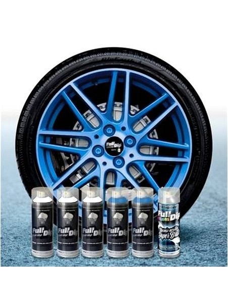 Kit vernice removibile spray wrapping Full Dip 4 cerchi Azzurro magico lu