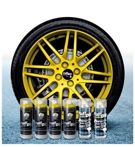 Kit vernice removibile spray wrapping Full Dip 4 cerchi Giallo metal luci