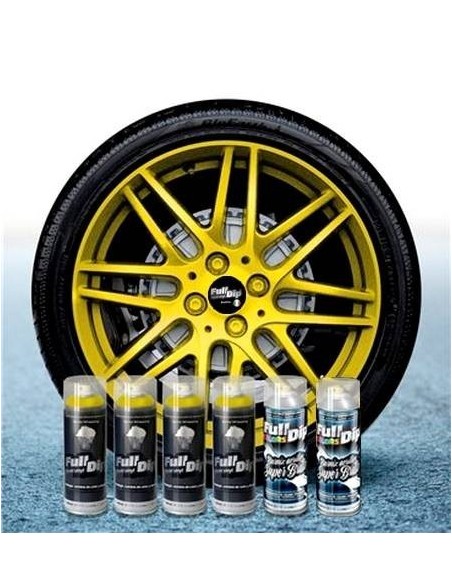 Kit vernice removibile spray wrapping Full Dip 4 cerchi Giallo metal luci