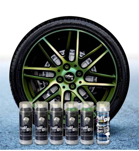 Kit vernice removibile spray wrapping Full Dip 4 cerchi Ice camaleon luci