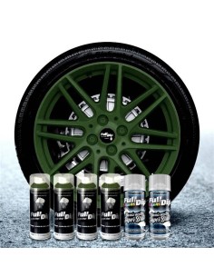 Kit vernice removibile spray wrapping Full Dip 4 cerchi Verde militare lu