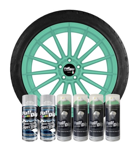 Kit vernice removibile spray wrapping Full Dip 4 cerchi Verde Paradise lu