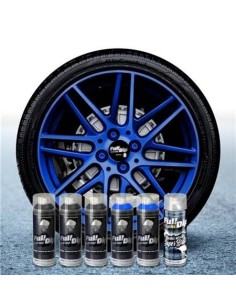 Kit vernice removibile spray wrapping Full Dip 4 cerchi Azzurro elettrico l