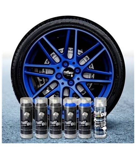 Kit vernice removibile spray wrapping Full Dip 4 cerchi Azzurro elettrico l