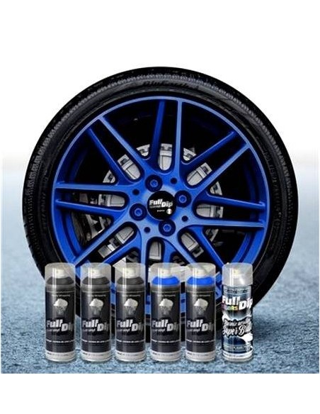 Kit vernice removibile spray wrapping Full Dip 4 cerchi Azzurro elettrico l