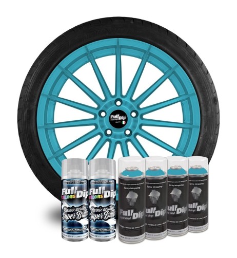 Kit vernice removibile spray wrapping Full Dip 4 cerchi Azzurro Kingsley lu