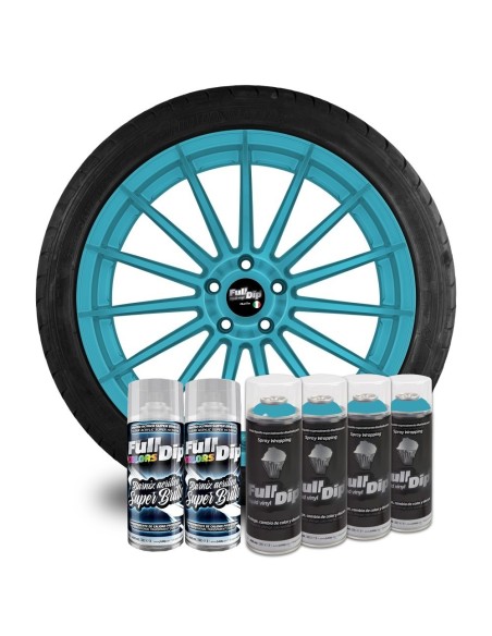 Kit vernice removibile spray wrapping Full Dip 4 cerchi Azzurro Kingsley lu