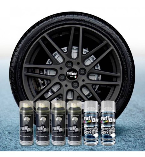 Kit vernice removibile spray wrapping Full Dip 4 cerchi Grigio Gun metal lu