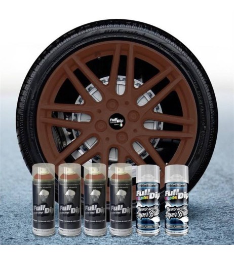 Kit vernice removibile spray wrapping Full Dip 4 cerchi Marrone Militare lu
