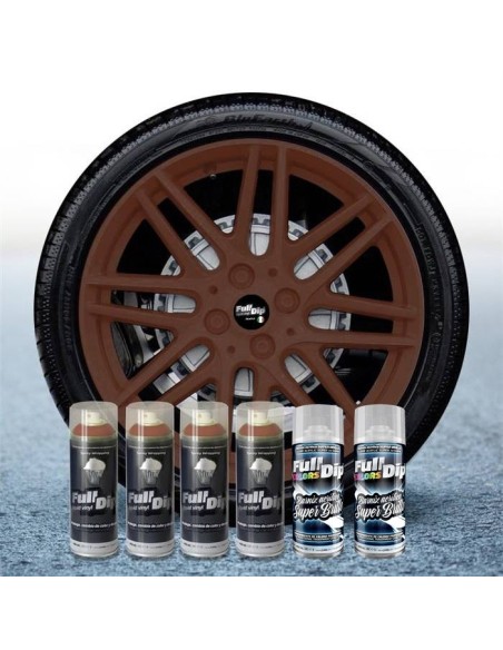 Kit vernice removibile spray wrapping Full Dip 4 cerchi Marrone Militare lu