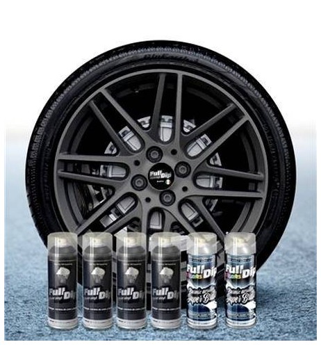 Kit vernice removibile spray wrapping Full Dip per 4 cerchi Antracite opa