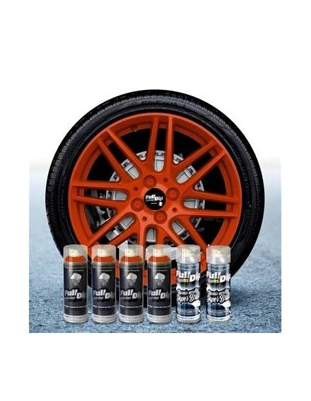 Kit vernice removibile spray wrapping Full Dip per 4 cerchi Arancione luc