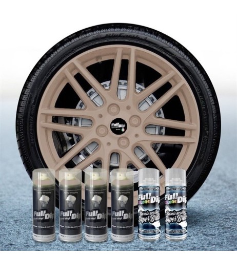 Kit vernice removibile spray wrapping Full Dip per 4 cerchi Beige lucido