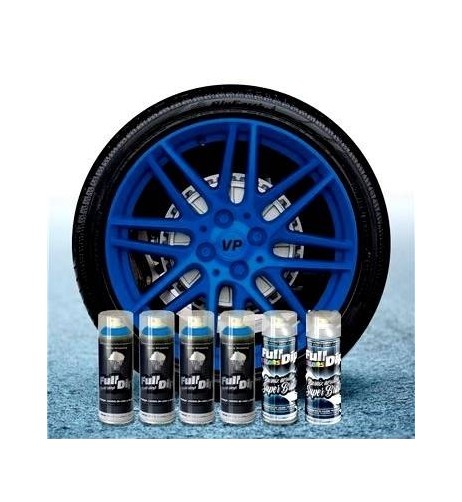 Kit vernice removibile spray wrapping Full Dip per 4 cerchi Blu lucido