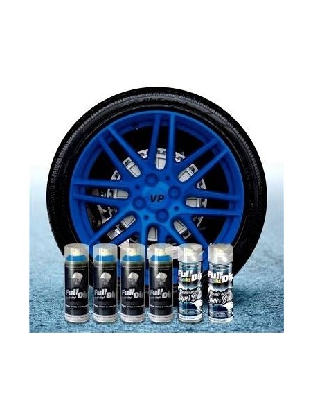 Kit vernice removibile spray wrapping Full Dip per 4 cerchi Blu lucido