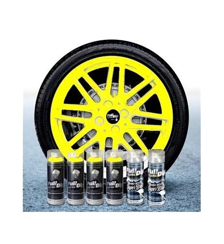 Kit vernice removibile spray wrapping Full Dip per 4 cerchi Giallo lucido